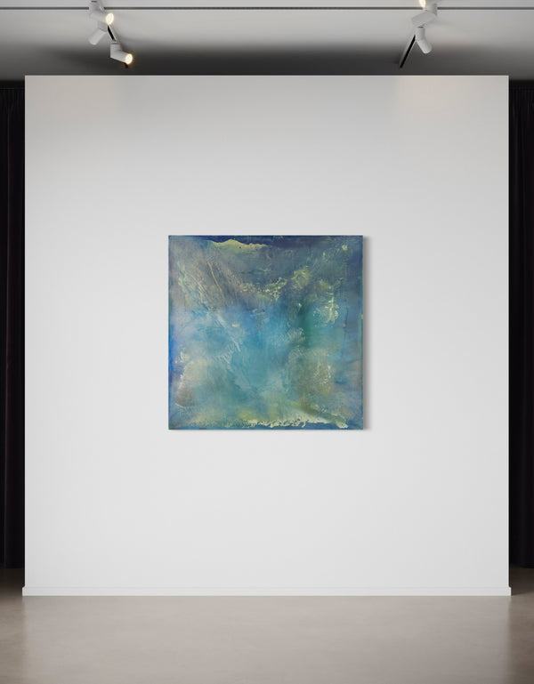 "Abalone" captures the serene beauty of the ocean depths through an abalone shell's iridescence. This diptych's soft aquas and teals mimic nacre's shimmer, offering a calming and reflective escape into natural marvels. Elevate your space with its luminous, calming presence.