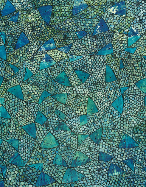 BLUE GREEN SARDINES | framed giclee on canvas print