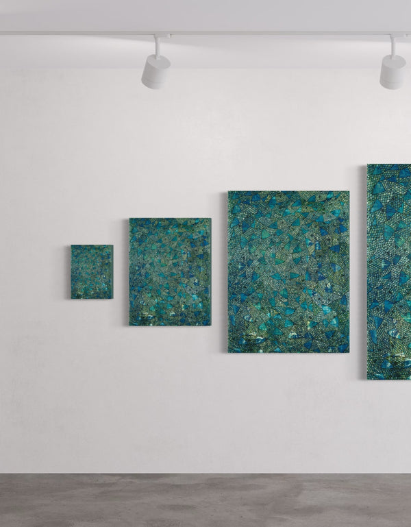 BLUE GREEN SARDINES | framed giclee on canvas print