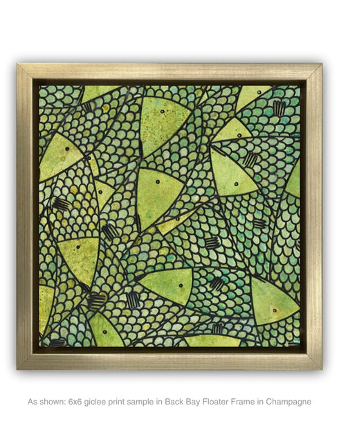 GREEN GOLD SARDINES | framed giclee on canvas print