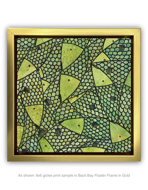 GREEN GOLD SARDINES | framed giclee on canvas print