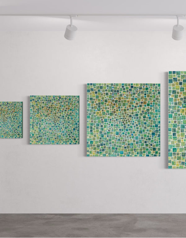 GREEN SQUARES | framed giclee on canvas print