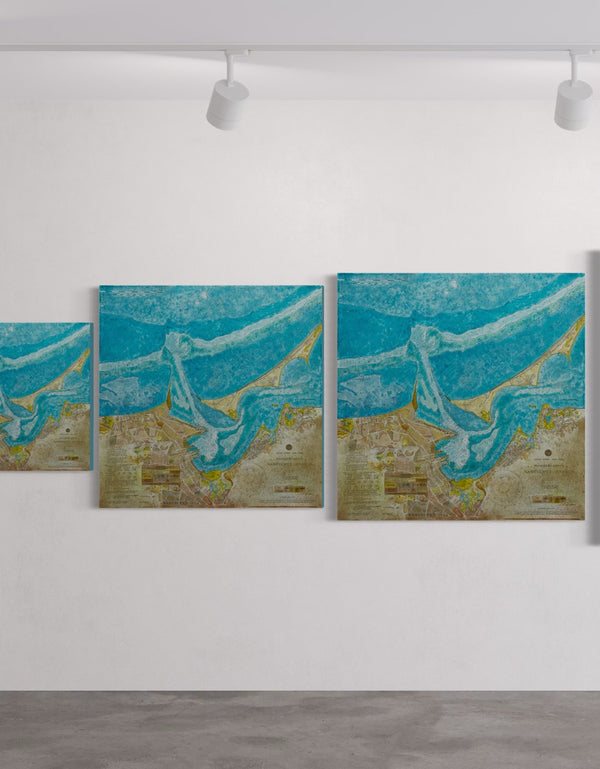 NANTUCKET HARBOR NAUTICAL CHART | framed giclee on canvas print