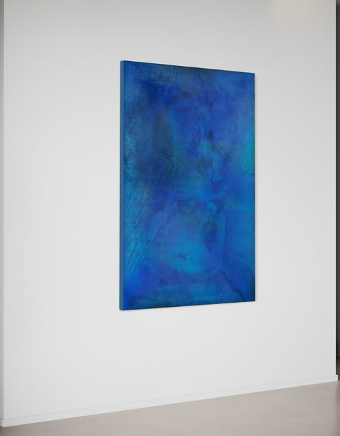 Versatile painting with golds, cobalt, and metallic pigments, celebrating water's beauty and its benefits to our overall well-being.