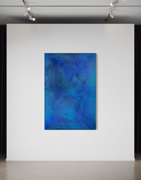 Versatile painting with golds, cobalt, and metallic pigments, celebrating water's beauty and its benefits to our overall well-being.