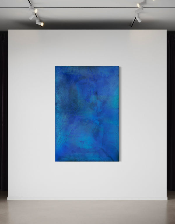 Versatile painting with golds, cobalt, and metallic pigments, celebrating water's beauty and its benefits to our overall well-being.