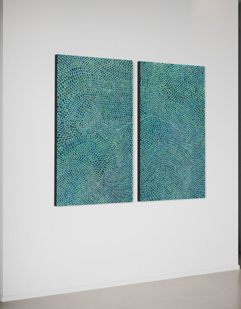 WHITE SCALES DIPTYCH | framed giclee on canvas print