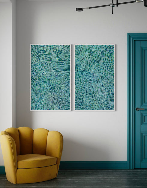 WHITE SCALES DIPTYCH | framed giclee on canvas print
