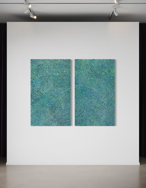 WHITE SCALES DIPTYCH | framed giclee on canvas print