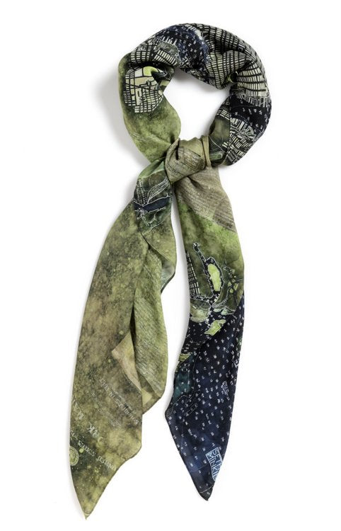 NY Harbor Chart square modal cashmere scarf by Seth B. Minkin