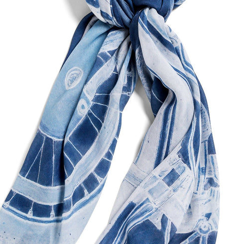Vintage Blueprint Moto large oblong modal cashmere scarf by Seth B. Minkin