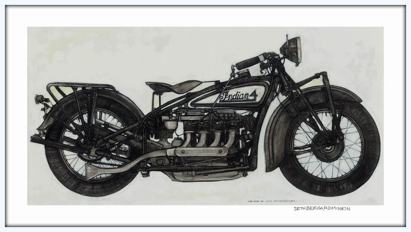 vintage indian motorcycle limited edition print by seth b minkin
