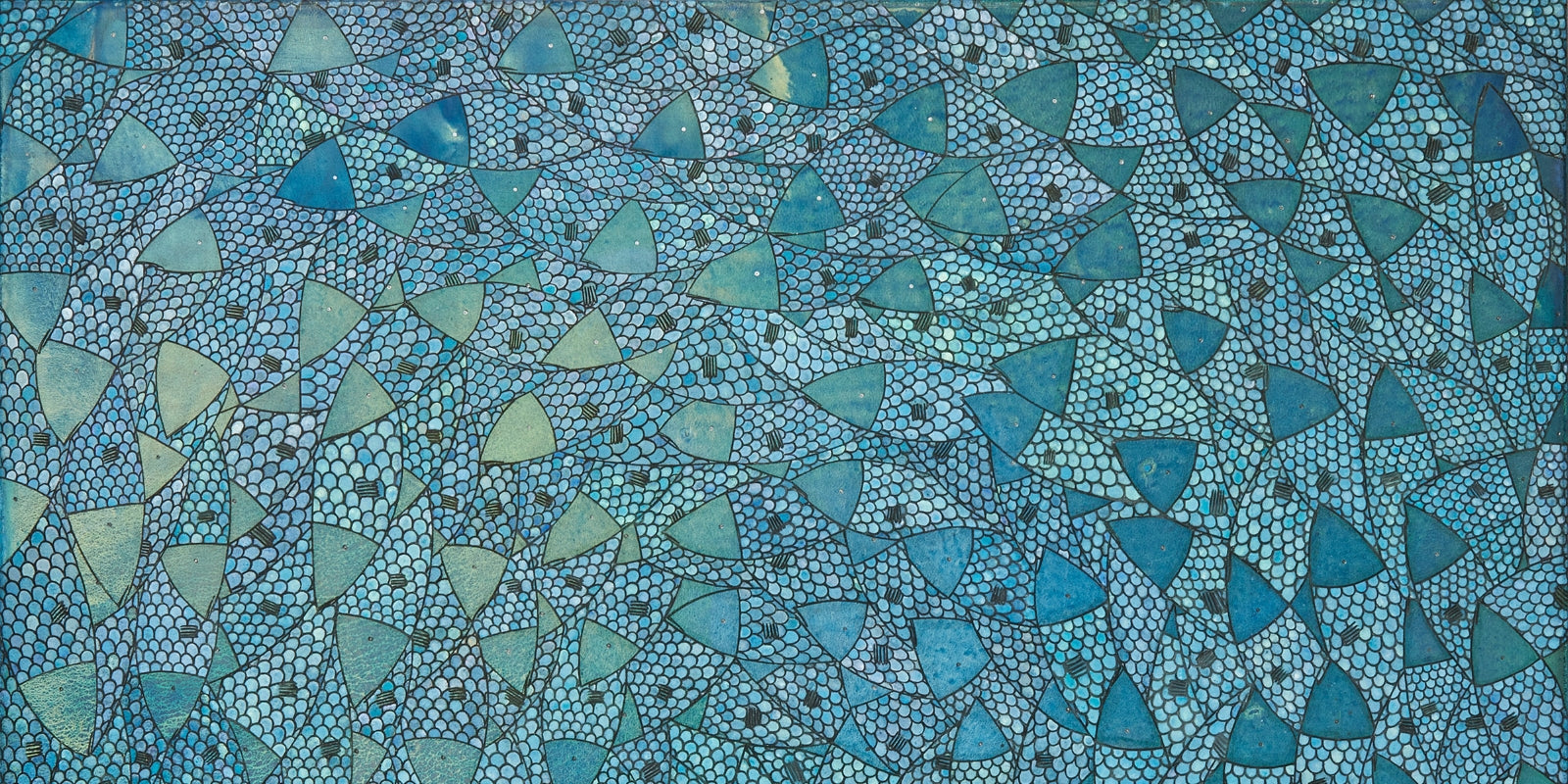 Shown: Blue Sardines, an oil on canvas original painting by Seth B Minkin