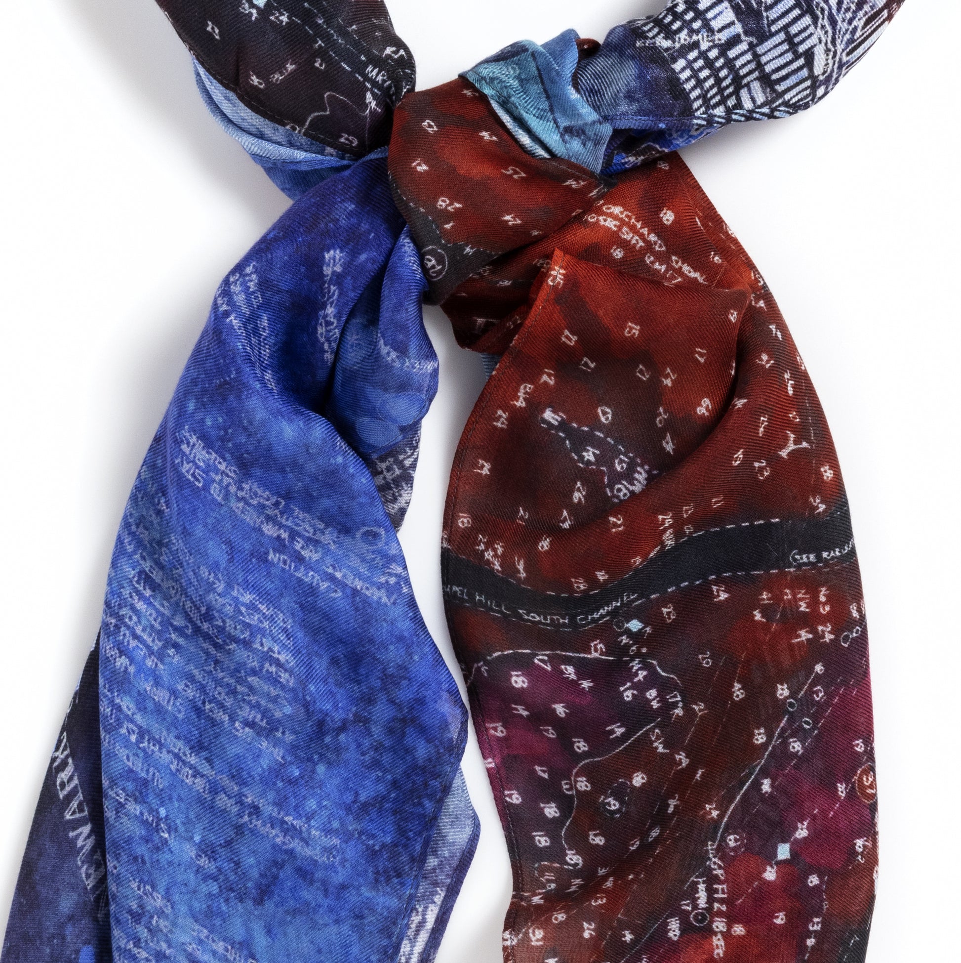 NY Harbor Blue square modal cashmere scarf by Seth B. Minkin