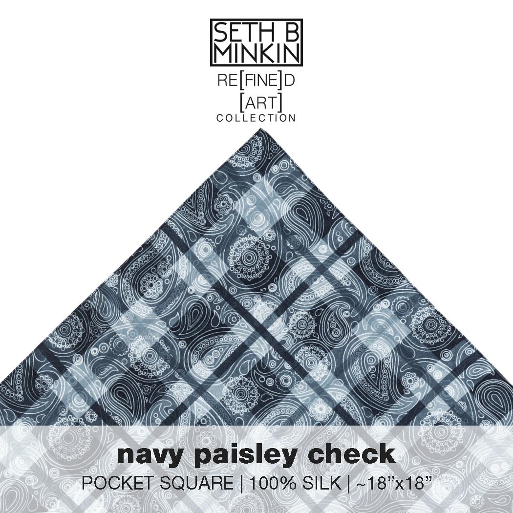 [navy paisley check]  [silk square] - Seth B. Minkin